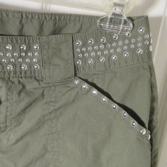 INC Studded Cargo Capris Ruched Leg Pants International Concepts Green Sz 0 - Picture 7 of 12